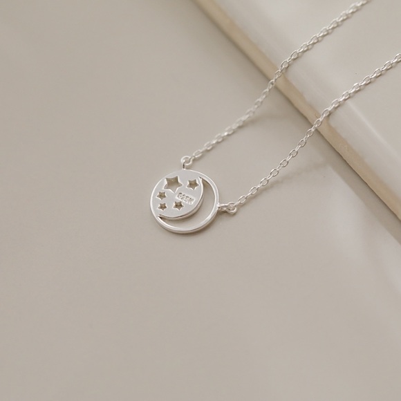 Celestial Moon & Stars Necklace | 925 Silver - Picture 2 of 4